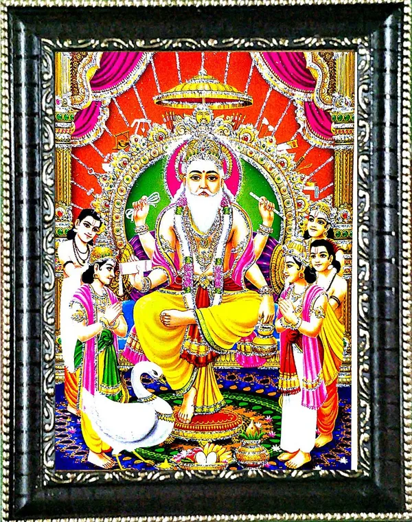 Photo_&_Frame_Vishwakarma_Ji___|_God__s_|_Hindu_God_Photo_|_Bhagwan_Photo_|_Small_Size_Photo_Of_7X_5_Inch