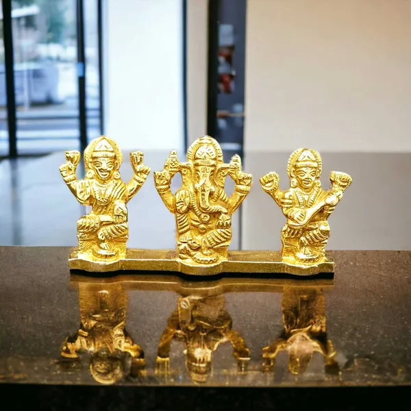 SUNINOW_Suninow_Brass_Laxmi_Ganesh_Saraswati_idol_for_home_and_office_Decorative_Showpiece_-_6_cm_(Brass,_Gold)