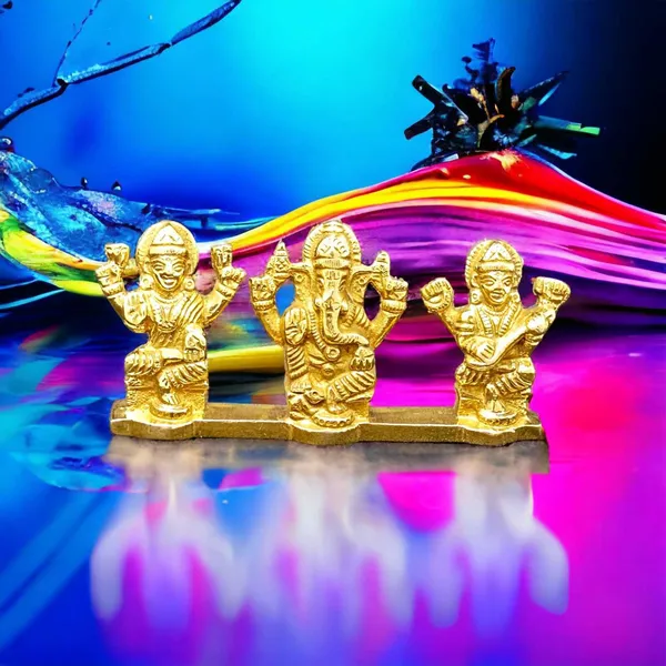 SUNINOW_Suninow_Brass_Laxmi_Ganesh_Saraswati_idol_for_home_and_office_Decorative_Showpiece_-_6_cm_(Brass,_Gold)
