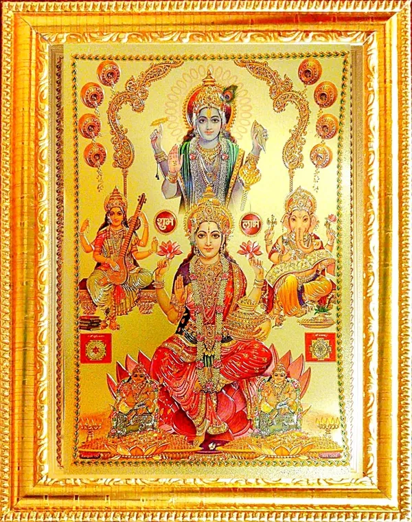 SUNINOW_LAXMI_GANESH_SARASWATI_WITH_VISHNU_JI_Religious_Frame_()
