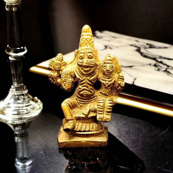SUNINOW_Suninow_Brass_Idol_Narasimha_Lakshmi:_Vishnu_Laxmi_Statue_for_Home_Temple_Decorative_Showpiece_-_6.5_cm_(Brass,_Gold)