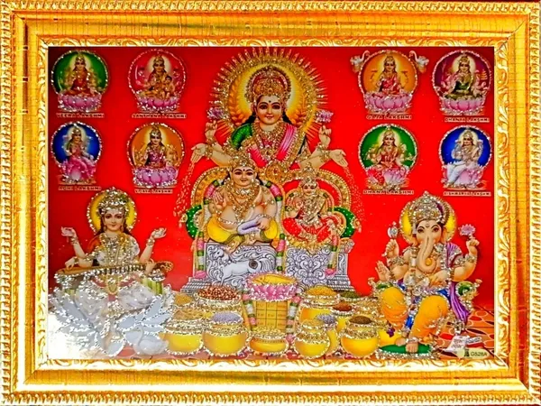 SUNINOW_Lakshmi_kuber_with_aasht_laxmi_photo_frame_Religious_Frame
