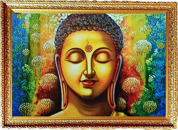 SUNINOW_Crystal_Buddha_painting_for_wall_deoration_Embossed_18_inch_x_12_inch_Painting_(With_Frame)