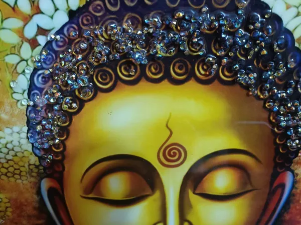 SUNINOW_Crystal_Buddha_painting_for_wall_deoration_Embossed_18_inch_x_12_inch_Painting_(With_Frame)