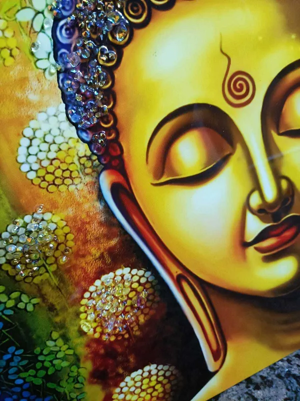 SUNINOW_Crystal_Buddha_painting_for_wall_deoration_Embossed_18_inch_x_12_inch_Painting_(With_Frame)