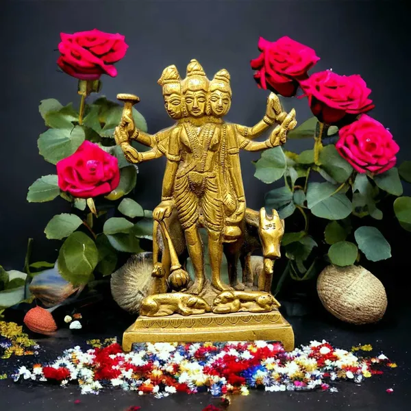SUNINOW_Suninow_Brass_Dattatreya_Idol_Decorative_Showpiece_-_16.5_cm_(Brass,_Gold)