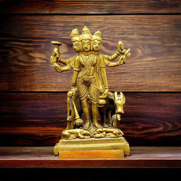 SUNINOW_Suninow_Brass_Dattatreya_Idol_Decorative_Showpiece_-_16.5_cm_(Brass,_Gold)