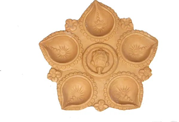 Panchmukhi_Diya_Thali_With_Turtle_Terracotta_(Pack_Of_5)_Table_Diya_(Height:_4.7_Inch)