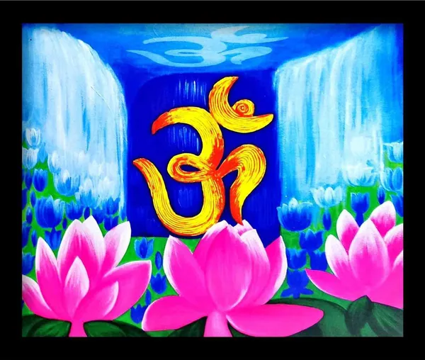 Photo_&_Frame_Om_Painting_For_Wall_Decor_|_Wall_Painting_For_Living_Room_Digital_Reprint_13_Inch_X_13_Inch_Painting_(With_Frame)