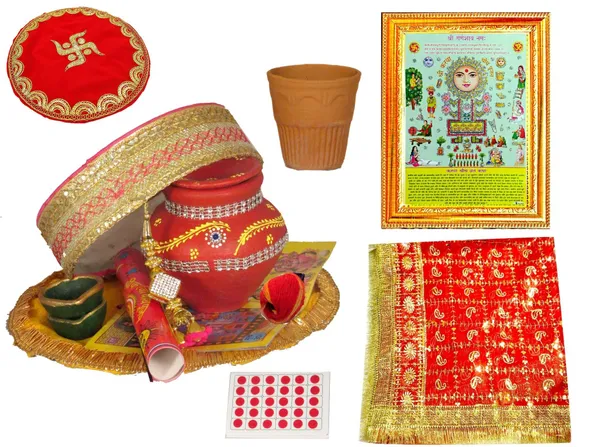 Kkarwa_Chauth_Thali_With_Full_Size_Chunni_And_Glass_With_Thali_Cover_For_Pooja_Terracotta_(12_Pieces,_Multicolor)