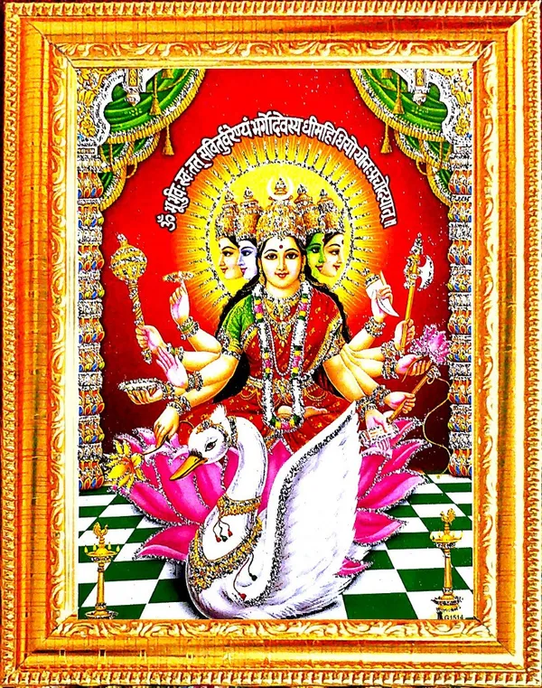 Photo_&_Frame_Gayatri_Mata_|_Gayatri_Mantra_|Goddess_Brahma_|_Savitri_Mata_|_Veda_Mata