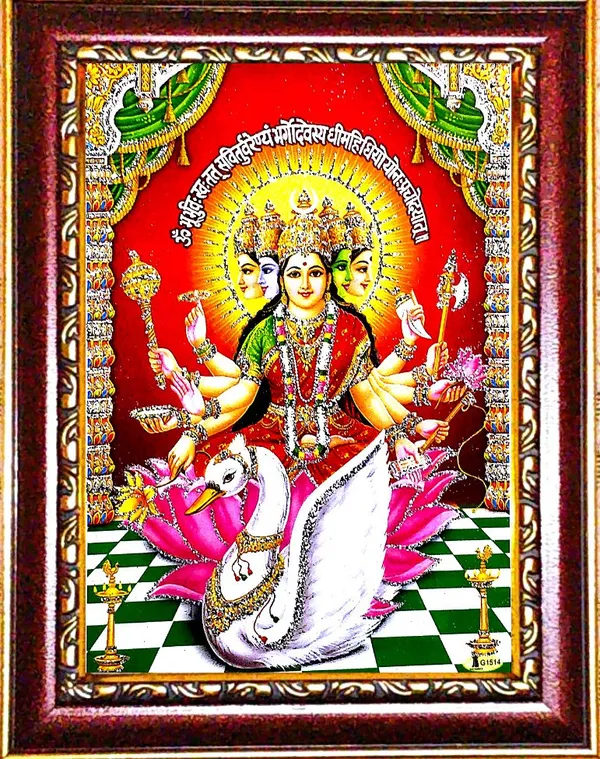 Photo_&_Frame_Gayatri_Mata_|_Gayatri_Mantra_|Goddess_Brahma_|_Savitri_Mata_|_Veda_Mata