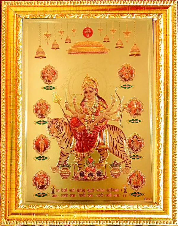 Photo_&_Frame_SUNINOW_Gold_foil_embossed_Durga_maa___(_33_x_24_cm_)