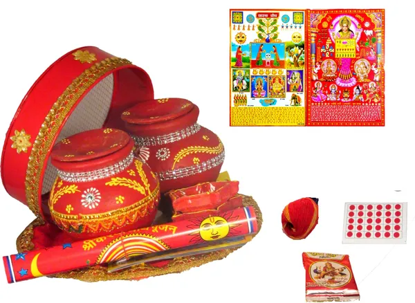 Karwa_Chauth_And_Ahoi_Thali_Set_With_Full_Size_Chunni_Silver_Plated_(13_Pieces,_Multicolor)
