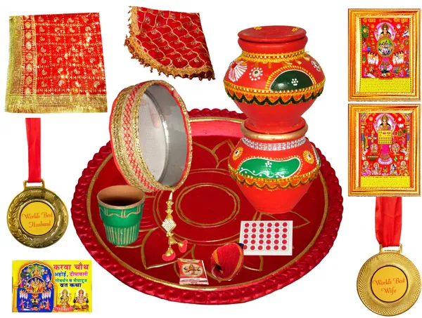 12_Inch_Terracotta_Karwa_Chauth_Thali_And_Ahoi_Ashtami_Thali_For_Pooja_Terracotta_(19_Pieces,_Red,_Multicolor)