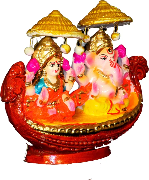 Terracotta_Laxmi_Ganesh_Murti_/_Clay_Laxmi_Ganesh_Idol_On_Boat_Decorative_Showpiece_-_14_Cm_(Terracotta,_Multicolor)