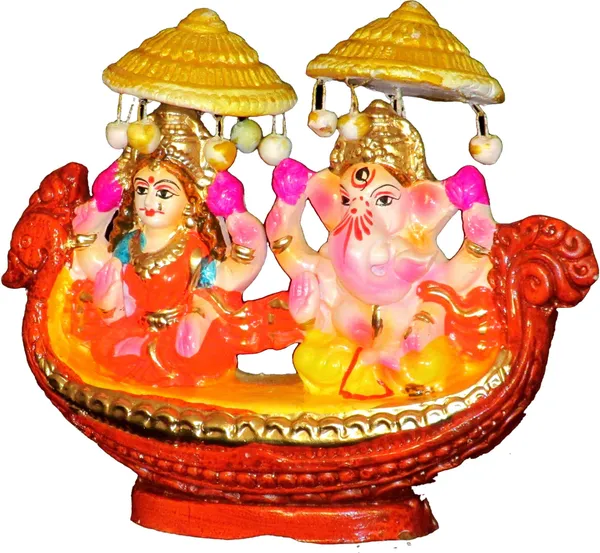 Terracotta_Laxmi_Ganesh_Murti_/_Clay_Laxmi_Ganesh_Idol_On_Boat_Decorative_Showpiece_-_14_Cm_(Terracotta,_Multicolor)