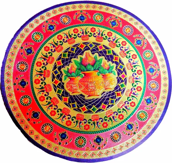 22.86_Cm_Gold_Foil_Embossed_Rangoli_Design_Self_Adhesive_Sticker_(Pack_Of_1)