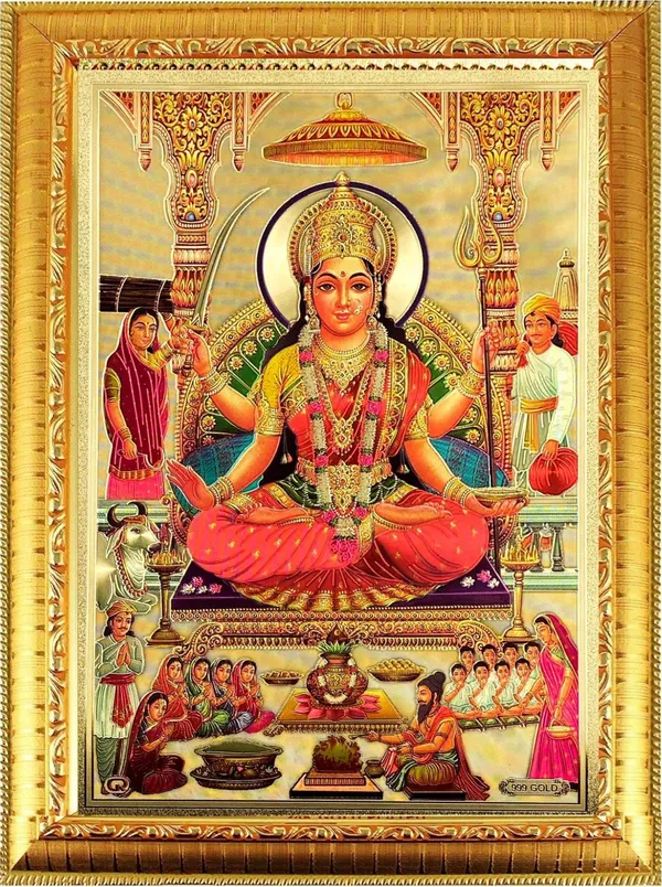 Photo_&_Frame_Gold_Foil_Embossed_Santoshi_Mata