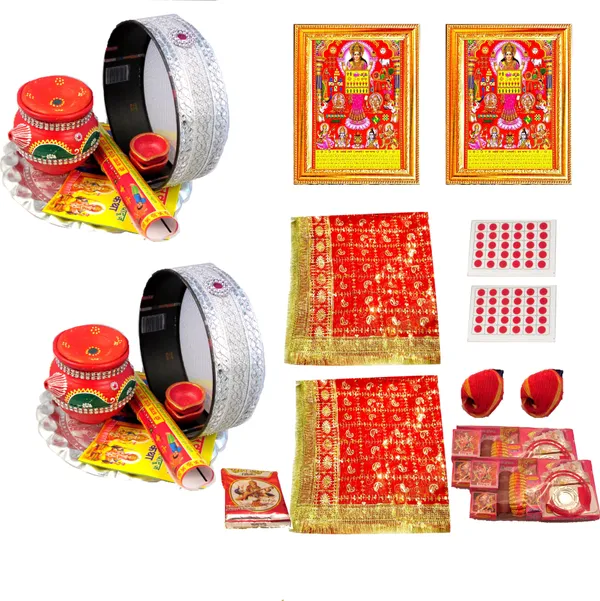 Photo_&_Frame_Karwachauth_Thali_Set_For_2_With_Full_Size_Chunni_And_Karwa_Chauth___|_Karwa_Chauth_Thali_Set_Silver_Plated_(47_Pieces,_Multicolor)