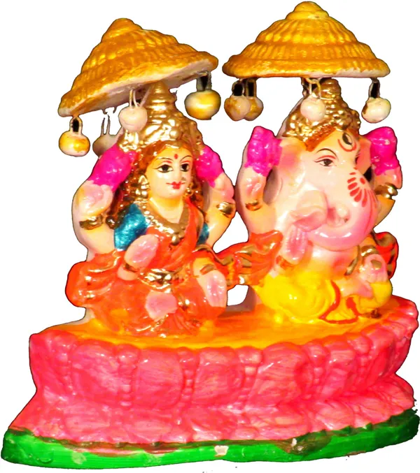 Terracotta_Laxmi_Ganesh_Murti_/_Clay_Laxmi_Ganesh_Idol_On_Lotus_Decorative_Showpiece_-_15_Cm_(Terracotta,_Multicolor)