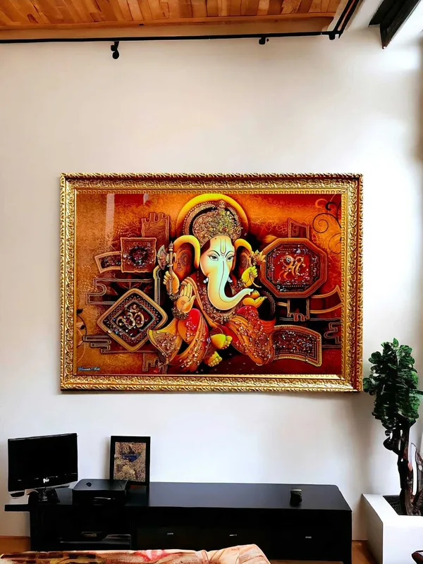 SUNINOW_ganesha_painting_Religious_Frame