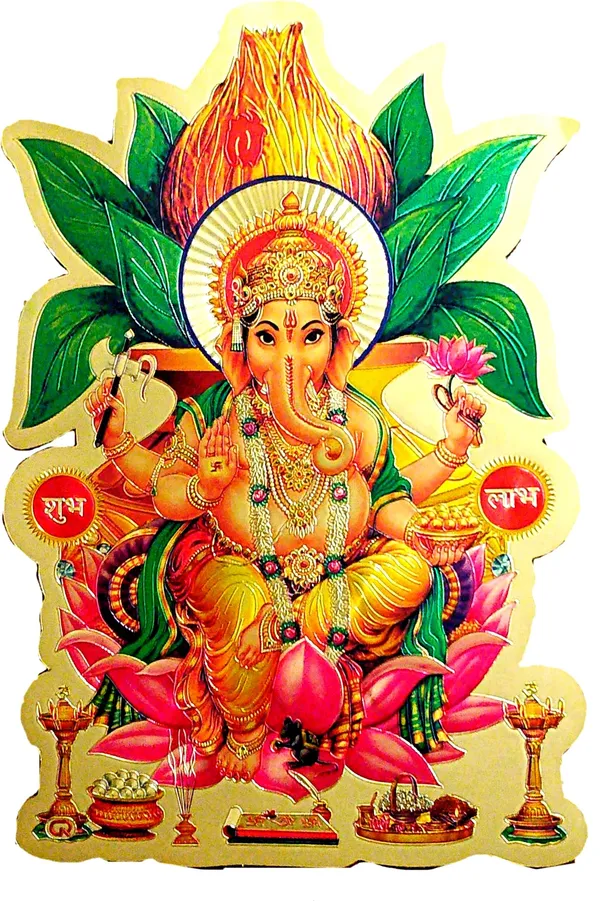 20.32_Cm_Laxmi_Ganesh_Shubh_Labh_Wall_Sticker_Self_Adhesive_Sticker_(Pack_Of_2)