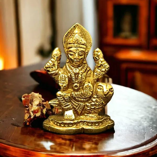 SUNINOW_Suninow_Brass_Laxmi_ji_on_owl_idol_for_home_and_office_Decorative_Showpiece_-_7.5_cm_(Brass,_Gold)