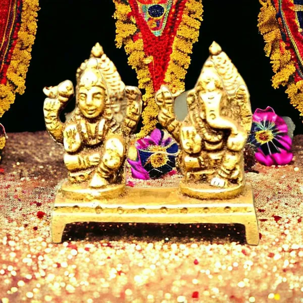 SUNINOW_Suninow_Brass_Laxmi_Ganesh_idol_for_home_and_office_Decorative_Showpiece_-_5.6_cm_(Brass,_Gold)
