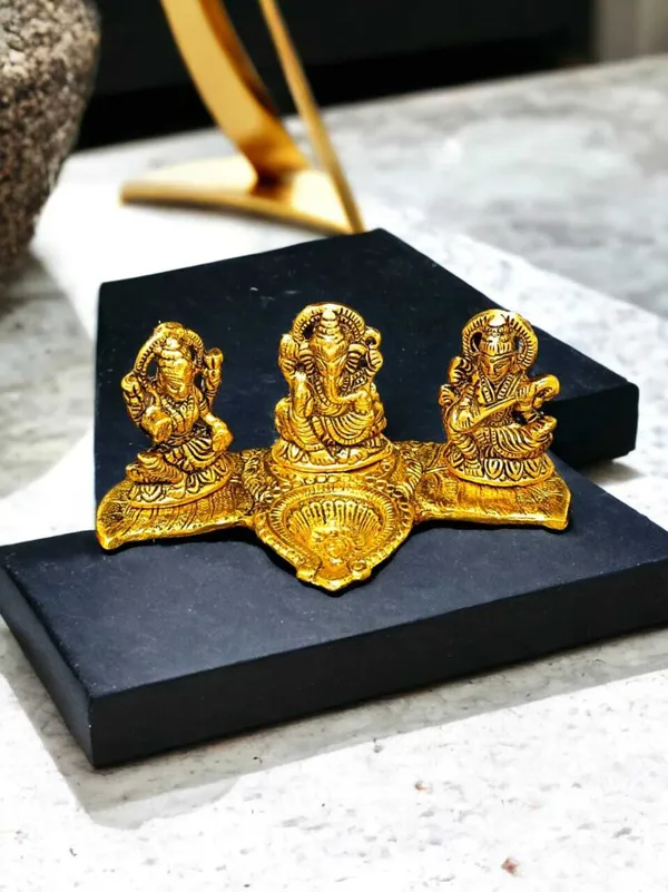 SUNINOW_Suninow_Metal_Laxmi_Ganesh_Saraswati_Idol_Decorative_Showpiece_-_13_cm_(Metal,_Gold)