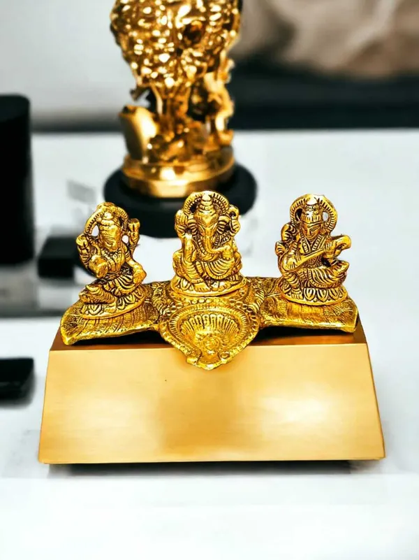 SUNINOW_Suninow_Metal_Laxmi_Ganesh_Saraswati_Idol_Decorative_Showpiece_-_13_cm_(Metal,_Gold)