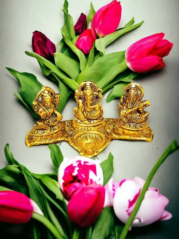 SUNINOW_Suninow_Metal_Laxmi_Ganesh_Saraswati_Idol_Decorative_Showpiece_-_13_cm_(Metal,_Gold)