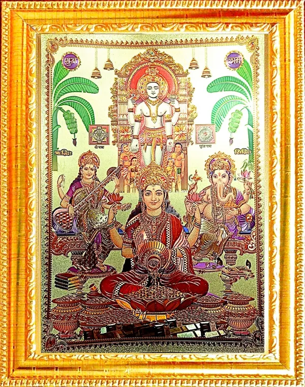 SUNINOW_LAXMI_GANESH_SARASWATI_WITH_KRISHNA_JI_Religious_Frame_()
