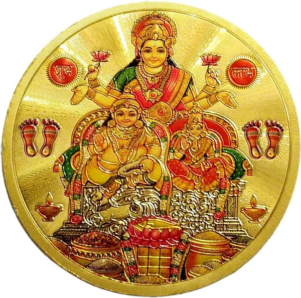 7.62_Cm_Gold_Foil_Embossed_Laxmi_Kuber_Sticker_For_Pooja_Room_Self_Adhesive_Sticker_(Pack_Of_1)