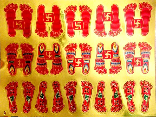 30.48_Cm_Laxmi_Charan_Paduka_Sticker_For_Home_Self_Adhesive_Sticker_(Pack_Of_15)