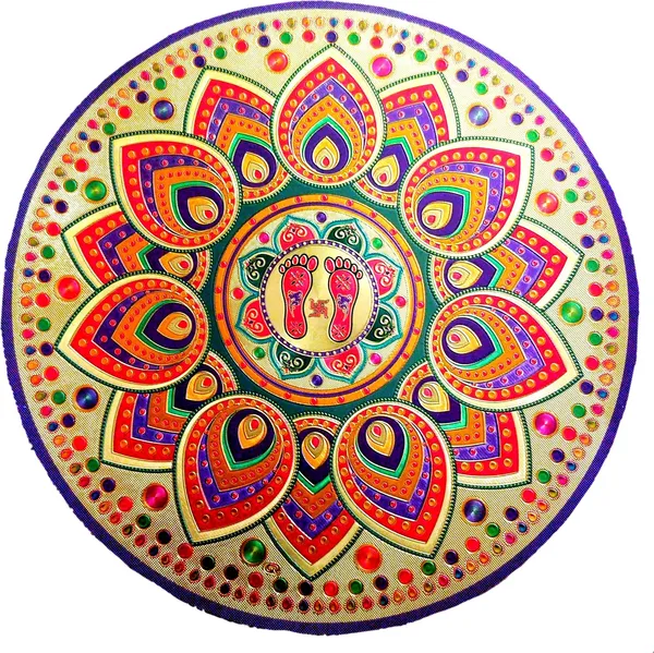 22.86_Cm_Gold_Foil_Embossed_Rangoli_Design_Self_Adhesive_Sticker_(Pack_Of_2)