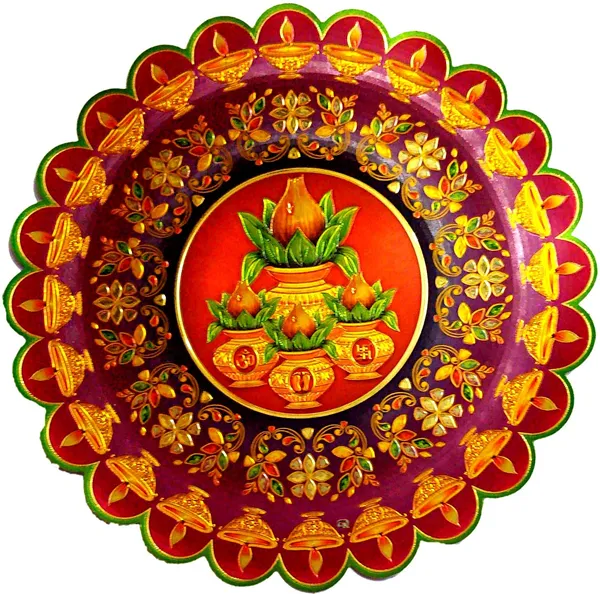 22.86_Cm_Gold_Foil_Embossed_Rangoli_Design_Self_Adhesive_Sticker_(Pack_Of_1)