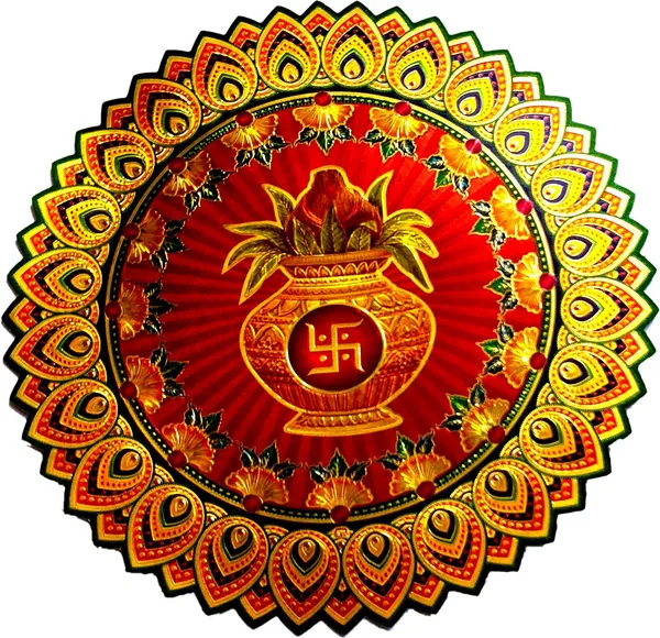 22.86_Cm_Gold_Foil_Embossed_Rangoli_Design_Self_Adhesive_Sticker_(Pack_Of_1)