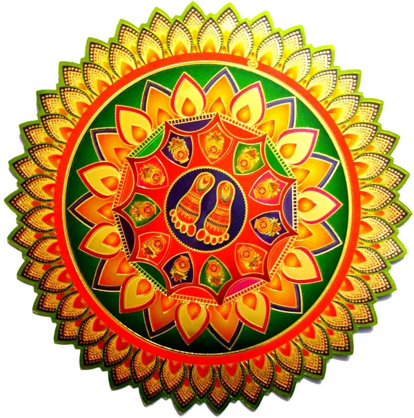 22.86_Cm_Gold_Foil_Embossed_Rangoli_Design_Self_Adhesive_Sticker_(Pack_Of_2)