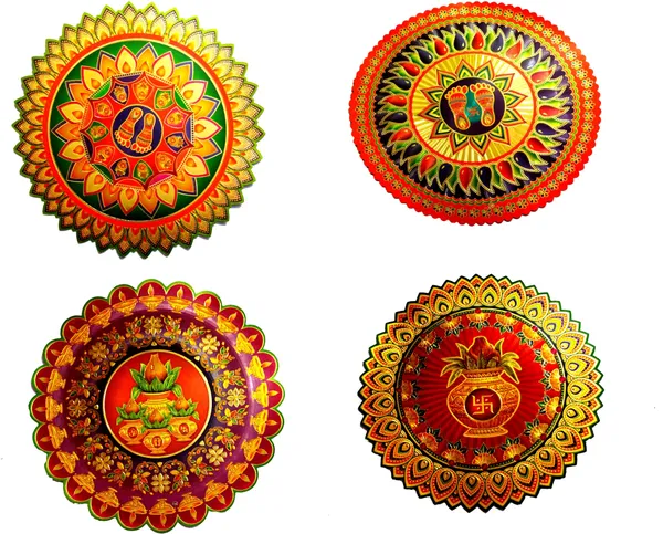 22.86_Cm_Gold_Foil_Embossed_Rangoli_Design_Self_Adhesive_Sticker_(Pack_Of_8)