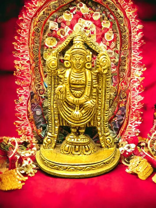 SUNINOW_Suninow_Brass_Tirupati_Balaji,_Sri_Venkateswara_Idol,_Decorative_Showpiece_-_9.5_cm_(Brass,_Gold)