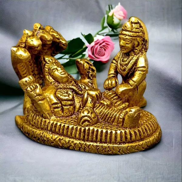 SUNINOW_Suninow_Brass_Vishnu_Laxmi_idol_for_home_and_office_Decorative_Showpiece_-_4_cm_(Brass,_Gold)