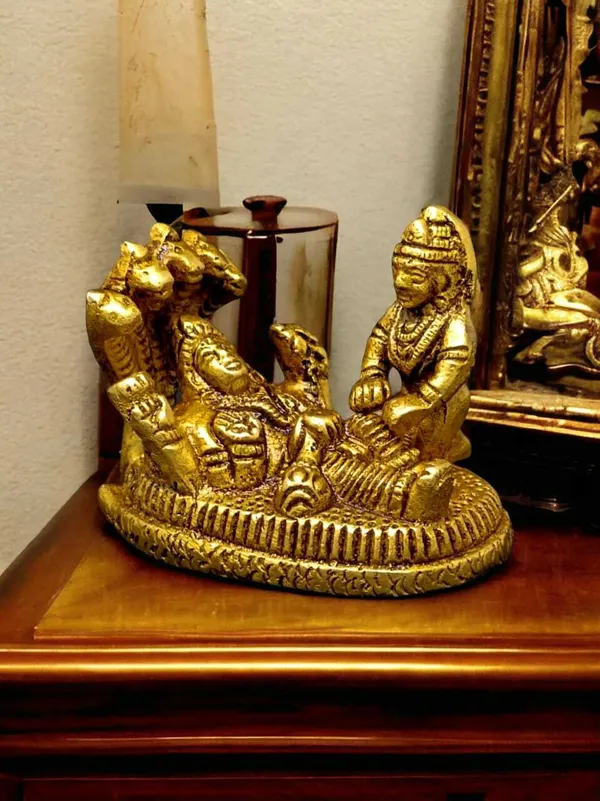 SUNINOW_Suninow_Brass_Vishnu_Laxmi_idol_for_home_and_office_Decorative_Showpiece_-_4_cm_(Brass,_Gold)