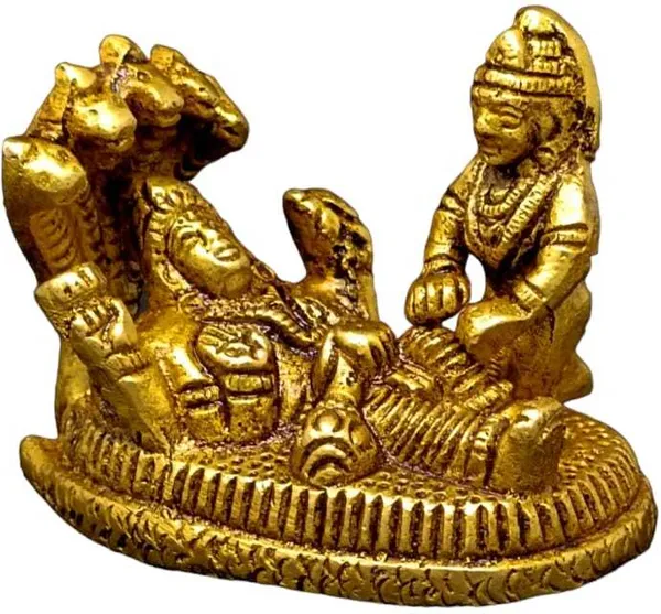SUNINOW_Suninow_Brass_Vishnu_Laxmi_idol_for_home_and_office_Decorative_Showpiece_-_4_cm_(Brass,_Gold)