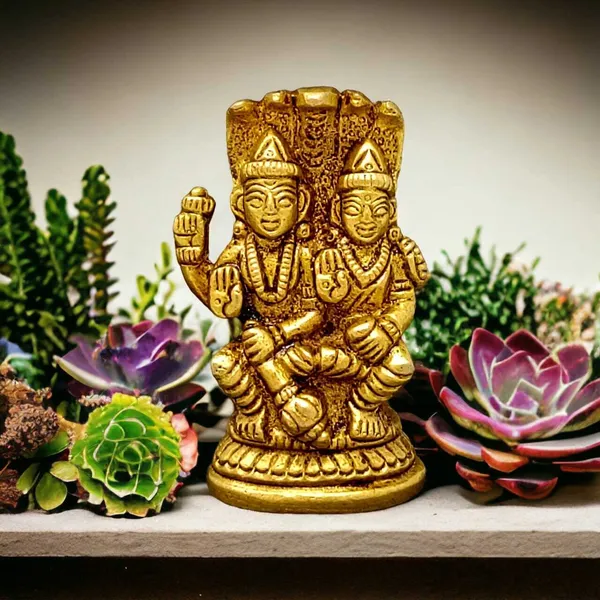 SUNINOW_Suninow_Brass_Vishnu_Laxmi_idol_for_home_and_office_Decorative_Showpiece_-_7_cm_(Brass,_Gold)