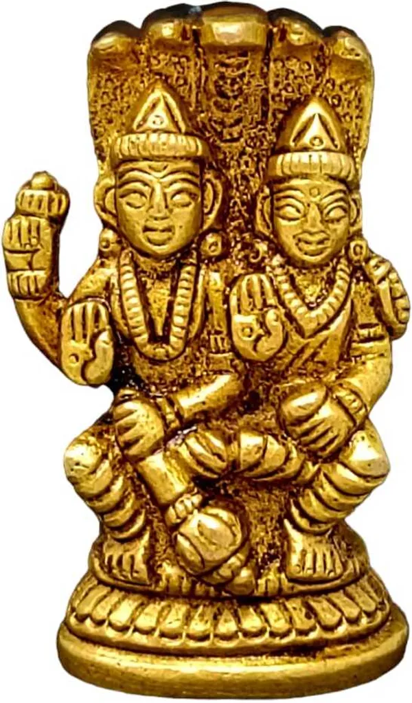 SUNINOW_Suninow_Brass_Vishnu_Laxmi_idol_for_home_and_office_Decorative_Showpiece_-_7_cm_(Brass,_Gold)
