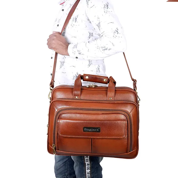100%_Pure_Brown_Leather_Laptop_Shoulder_Bag