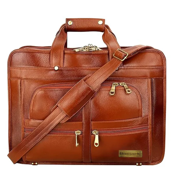 100%_Pure_Leather_Brown_Laptop_Shoulder_Bag_(3_Years_warranty)