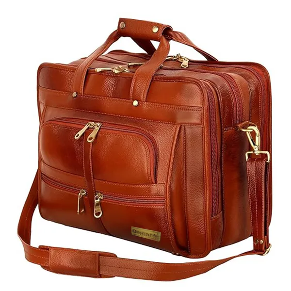 100%_Pure_Leather_Brown_Laptop_Shoulder_Bag_(3_Years_warranty)