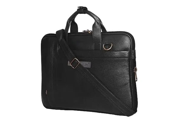 100%__Pure_Leather_Black_Laptop_Bag_(3_Years_warranty)